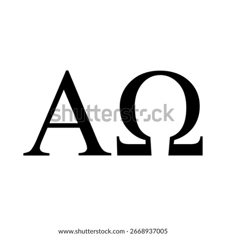 Alpha and Omega symbols, beginning and end, vector design