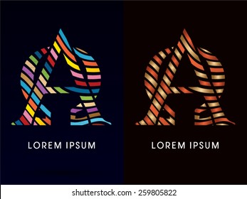 Alpha and omega,colorful font and luxury font ,designed using colorful line on dark background, concept move, wave, water, freestyle, happy, fun, joy, fantasy ,logo, symbol, icon, graphic, vector.