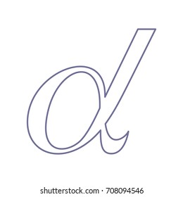 Alpha sign vector illustration. Vector. Violet linear icon on white background. Isolated.