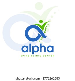 alpha spine clinic center logo, abstrack style initial a vector