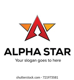 Alpha Star with letter A Logo vector  