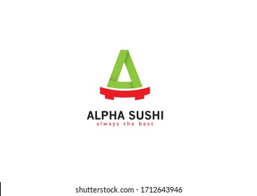 Alpha Sushi Logo, weißer Hintergrund