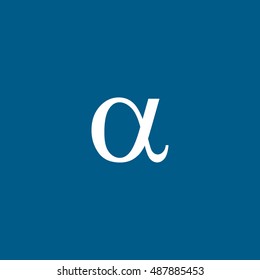 Alpha Symbol Flat Icon On Blue Background