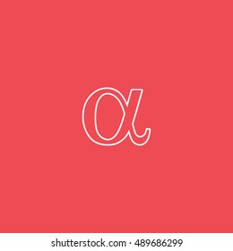 Alpha Symbol Line Icon On Red Background