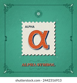 Alpha Symbol-A Mathematical Postage Stamp Style Vector Illustration Design