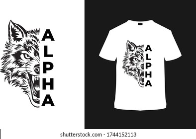 Alpha T shirt design, Wolf t shirt, vintage t shirt, typography, vector, apparel, emblem, element