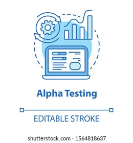 Alpha testing turquoise concept icon. Software development stage idea thin line illustration. App perfomance verification. IT project managment. Vector isolated outline drawing. Editable stroke