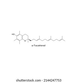 α Alpha Tocotrienol Skelettstruktur und molekulare Formel. Organische Biomoleküle, einzelne Vektorgrafik