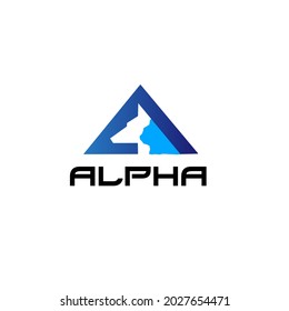 Alpha Vector Logo With Dog Animal Motif In The Middle And Gradient Color Combination For Company Logo And Background