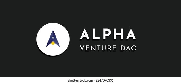 Alpha Venture DAO cryptocurrency ALPHA Token, Cryptocurrency logo on isolated background with text. svg