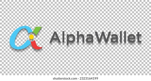 Alpha Wallet cryptocurrency logo worldmark isolated on transparent png background vector svg