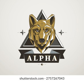 Alpha wolf illustration symbolizing leadership, dominance and authority, expressing confidence, control and the strength of a natural leader within hierarchy.