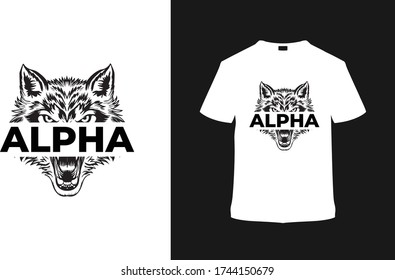 Alpha Wolf T shirt design, vintage t shirt, typography, vector, apparel, emblem, element