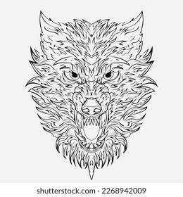 The Alpha Wolf's Head Detailed Illustration of wild with its expressive eyes and powerful presence