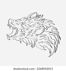 The Alpha Wolf's Head Detailed Illustration of wild with its expressive eyes and powerful presence