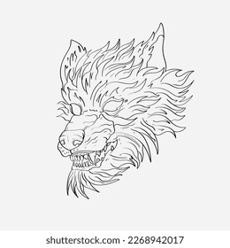 The Alpha Wolf's Head Detailed Illustration of wild with its expressive eyes and powerful presence