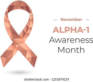 Alpha-1 Awareness Month (November) concept with amber awareness ribbon. Colorful vector illustration for web and printing.
