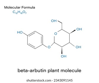 Alpha-arbutin plant molecule skeletal formula. Vector svg