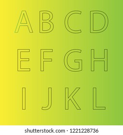 Alphabe tstyle a, b, c, d, e, f, g, h.