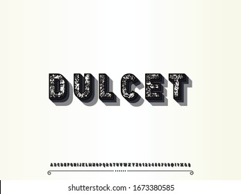 alphabet 3d font.Script .Typeface handcrafted handwritten vector label design old style. vintage Hand Drawn.Retro Typography.Vector Illustration.name dulcet