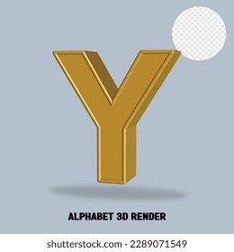 alphabet 3D render gold style