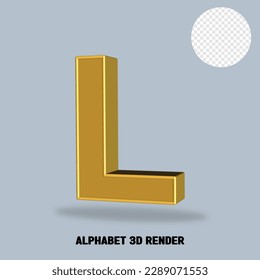 alphabet 3D render gold style