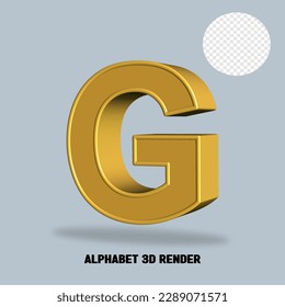 alphabet 3D render gold style