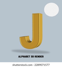 alphabet 3D render gold style