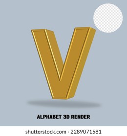 alphabet 3D render gold style