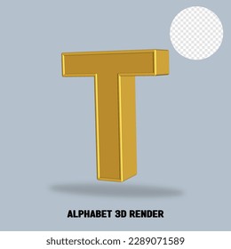 alphabet 3D render gold style