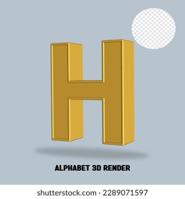 alphabet 3D render gold style