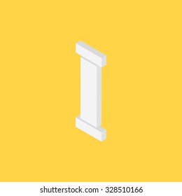 Alphabet 3d style on yellow background, I, vector illustration 