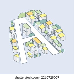 Alphabet "A" and the city