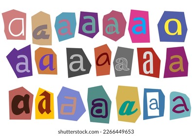 Alphabet a- vector cut newspaper and magazine letters, paper style ransom note letter