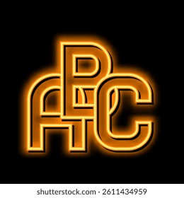alphabet abc english neon light sign vector. alphabet abc english illustration