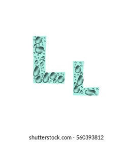Alphabet. The ABC letters with sea water drops. Vector illustration