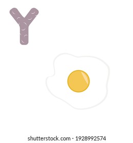 Alphabet ABC set. Letters and symbols icon. Letter Y and egg yolk.