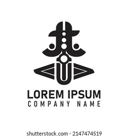 Alphabet abstract logo black color on white background. vector alphabet logo design black and white, Vector Illustration.
