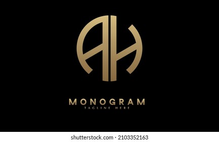 Alphabet AH or HA illustration monogram vector logo template in round shape
