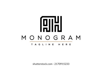 Alphabet AH or HA illustration monogram vector logo template