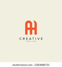 Alphabet AH HA letter modern monogram style logo vector template.