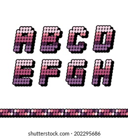 Alphabet A-H Vector set pink