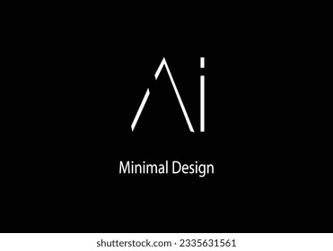 Alfabeto AI, monograma IA, línea de arte, diseño del logotipo vector, logotipo inicial, 