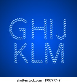 Alphabet of Air Bubbles on dark background. Vector illustration