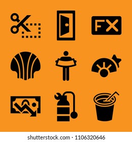 alphabet, air, creative, diagram, concept and tank icon vector set. Flat vector design with filled icons. Designed for web and software interfaces