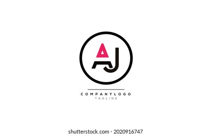 Alfabeto AJ JA Letra inicial Monograma Icono Icono Icono Ilustración vectorial logotipo de carácter web abstracto 
marca comercial de icono de iniciales