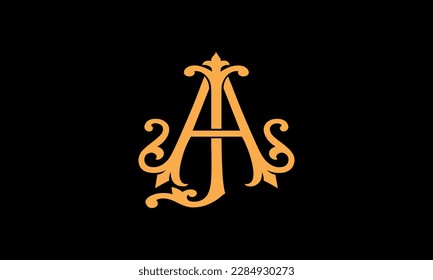 Plantilla de logotipo del vector de monograma abstracto de letras AJ o JA de alfabeto