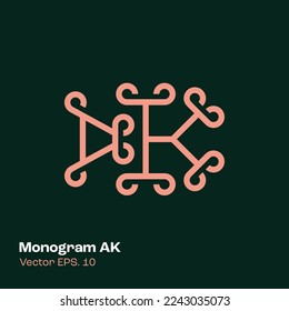 Alphabet AK ilustración monograma modelo de logotipo vectorial, se puede utilizar para marca y logotipo comercial