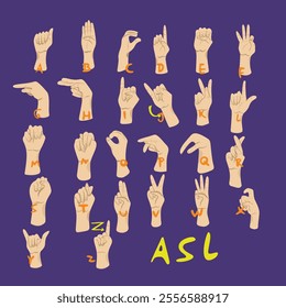 Alphabet American Sign Language human fingers