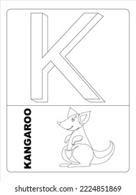 Alphabet Animal Coloring page for kids line art